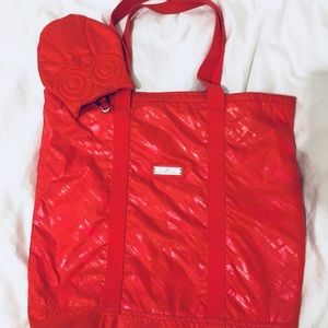 Stellla McCartney red adidas tote with pouch